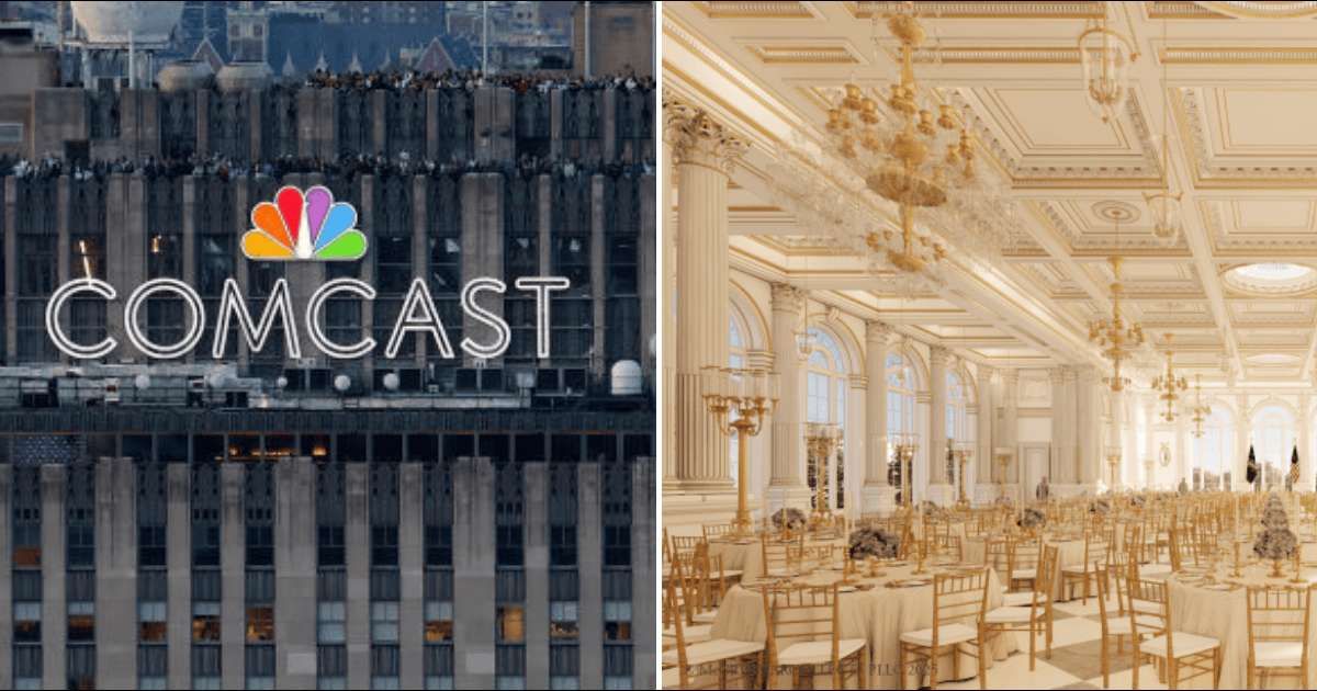 Comcast is among the major corporations that have donated to Donald Trump’s $300 million White House ballroom project (Getty Images, WhiteHouse.Gov)