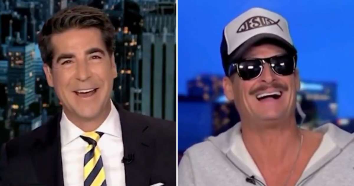 Rocker Kid Rock left Fox News host Jesse Watters laughing uncontrollably during their live Halloween segment (Fox News)