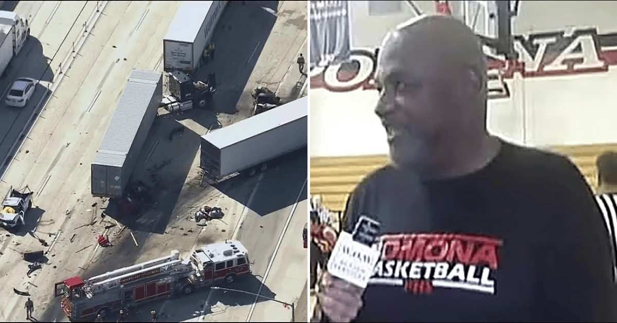 Clarence Nelson, who served as the basketball coach at Pomona High School, was among three people killed in the October 21 semi-truck crash (@BillMelugin/X, @billmelugin/Facebook)
