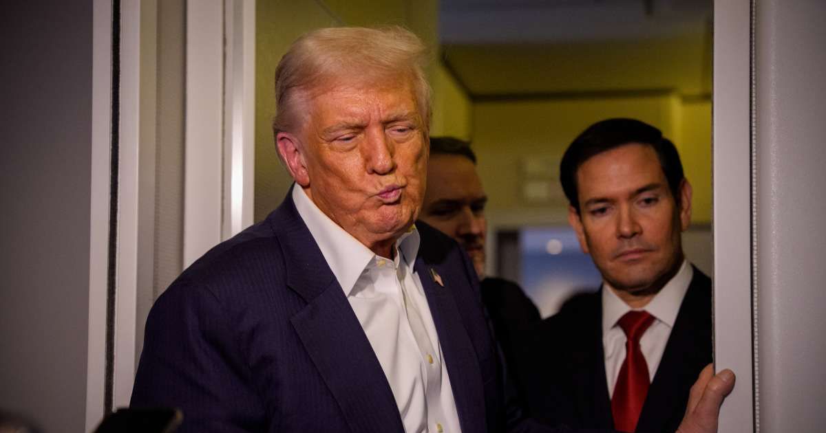 President Donald Trump mocked Jasmine Crockett and Alexandria Ocasio-Cortez for being ‘low IQ’, as he slammed Democrats again for the shutdown, on Monday, October 27 aboard Air Force One (Getty Images)