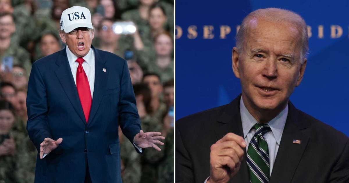 Donald Trump took swipes at Joe Biden while addressing US troops at Japan’s Yokosuka naval base (Getty Images)