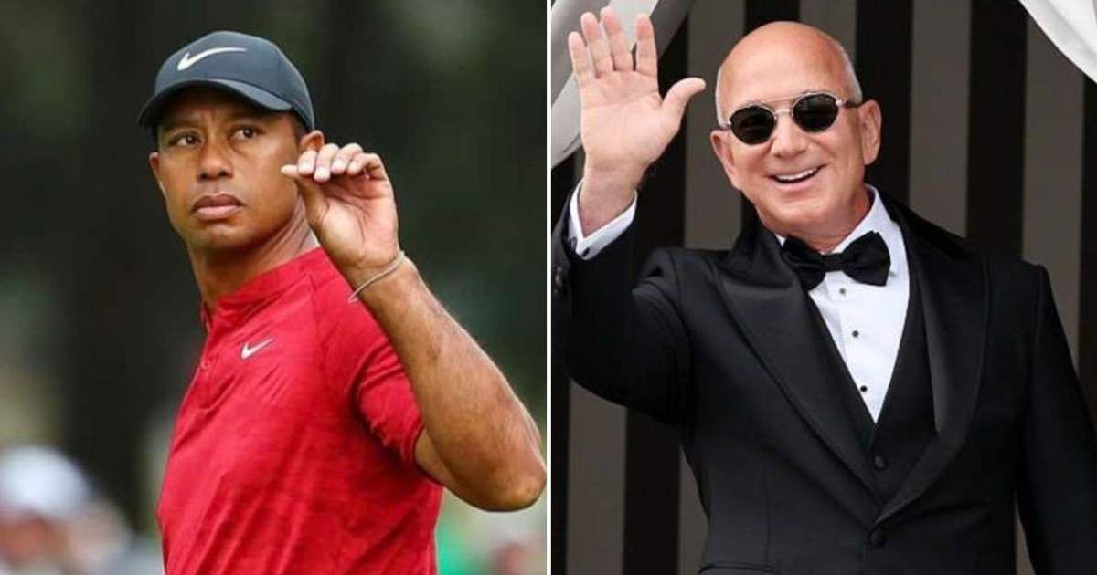 Social media posts claimed that Tiger Woods had ended all endorsements and business ties with Jeff Bezos over his association with President Donald Trump (@tigerwoods/Instagram, Ernesto Ruscio/GC Images)