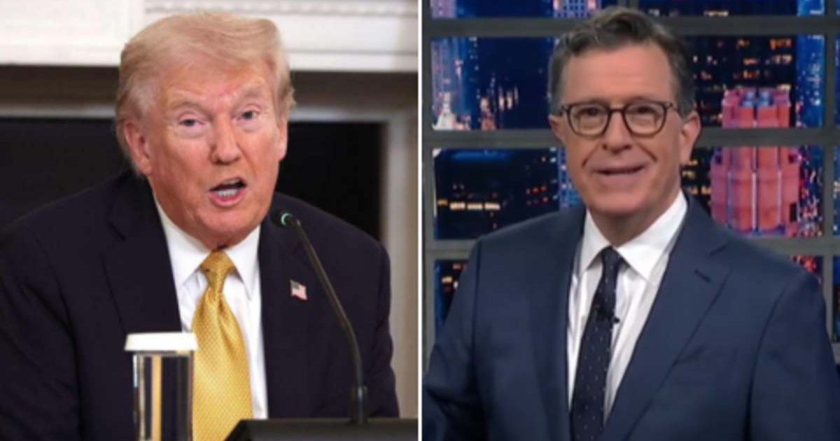Stephen Colbert addressed President Donald Trump’s recent revelation about undergoing an MRI scan (Alex Wong/Getty Images, Screengrab/ColbertLateShow/YouTube)