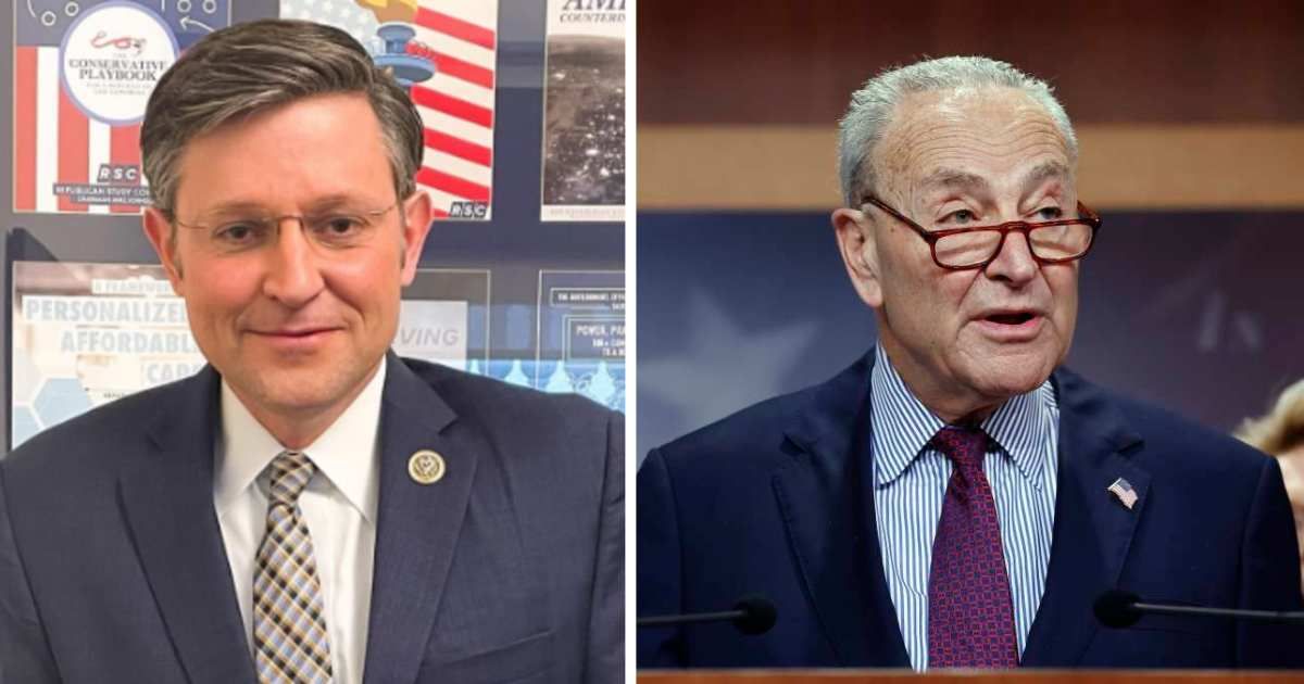 Mike Johnson accused Senate Minority Leader Chuck Schumer and House Minority Leader Hakeem Jeffries of ‘eating up the clock’ instead of engaging in negotiations to open the government, as the economy faces a $14 billion hit from the shutdown (Getty Images
