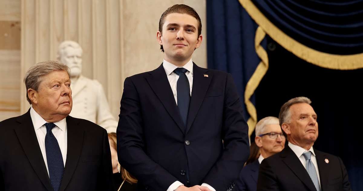 A TikTok video claimed Barron Trump closed a Trump Tower floor to meet Carlos Strasser (Chip Somodevilla/Getty Images)