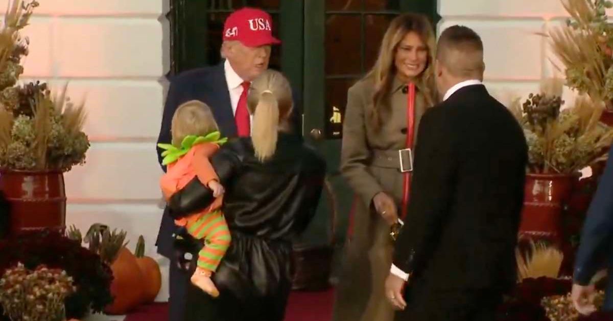 White House Press Secretary Karoline Leavitt was seen at the White House Halloween event with her son, Niko (Screengrab/X/Rapid Response)