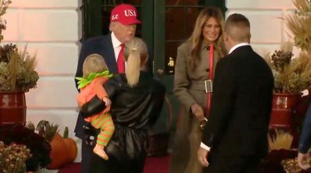 Karoline Leavitt makes surprise appearance with son Niko in pumpkin costume at WH Halloween party