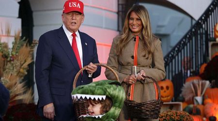 Melania Trump stuns in chic trench coat for White House Halloween after Jill Biden’s panda look