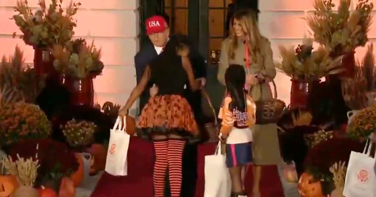 President Donald Trump and first lady Melania Trump hosted the annual Halloween celebration at the White House (Screengrab/X/@EricLDaugh)