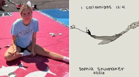 Colorado teen allowed to repaint school parking space with Christian design