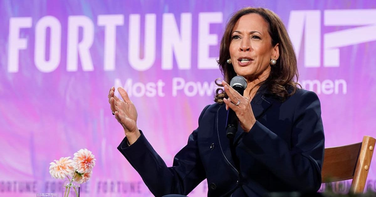 Kamala Harris suggested Joe Biden was ‘talked into’ the debate that ultimately led to the downfall of his campaign (Leigh Vogel/Getty Images for Fortune Media)