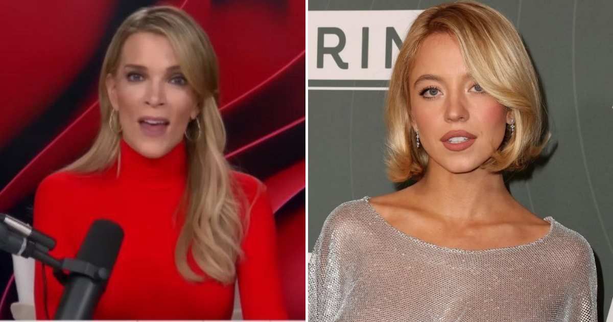 Megyn Kelly said she disapproved of Sydney Sweeney’s silver dress from the Variety event because it was completely see-through (Megyn Kelly/YouTube, @sydney_sweeney/Instagram)