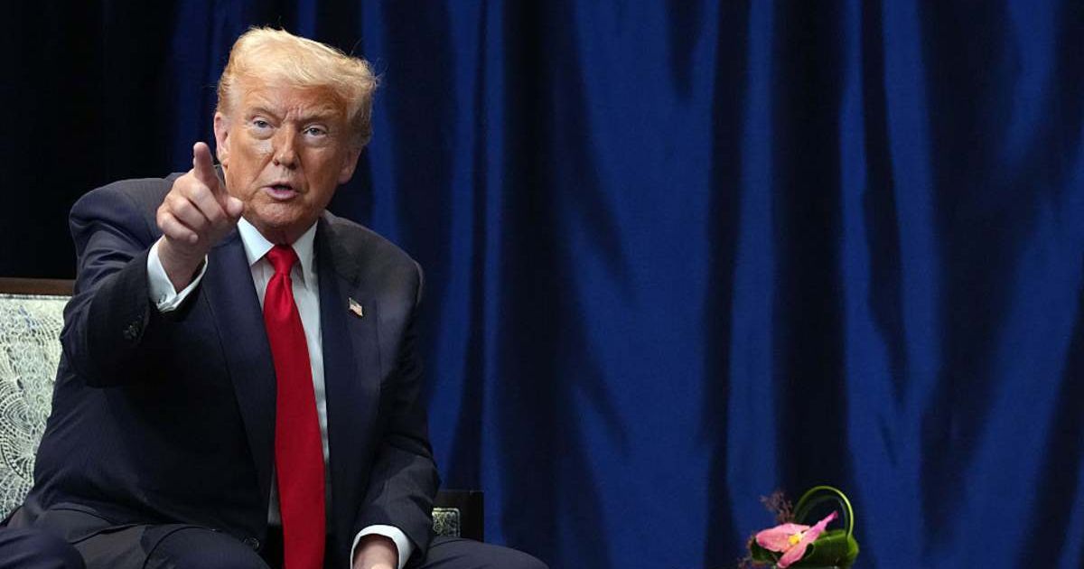 Donald Trump took to Truth Social to rant about the NFL’s new 'dynamic kickoff' rule while waiting for his '60 Minutes' interview to go live on Sunday, November 2 (Andrew Harnik/Getty Images)