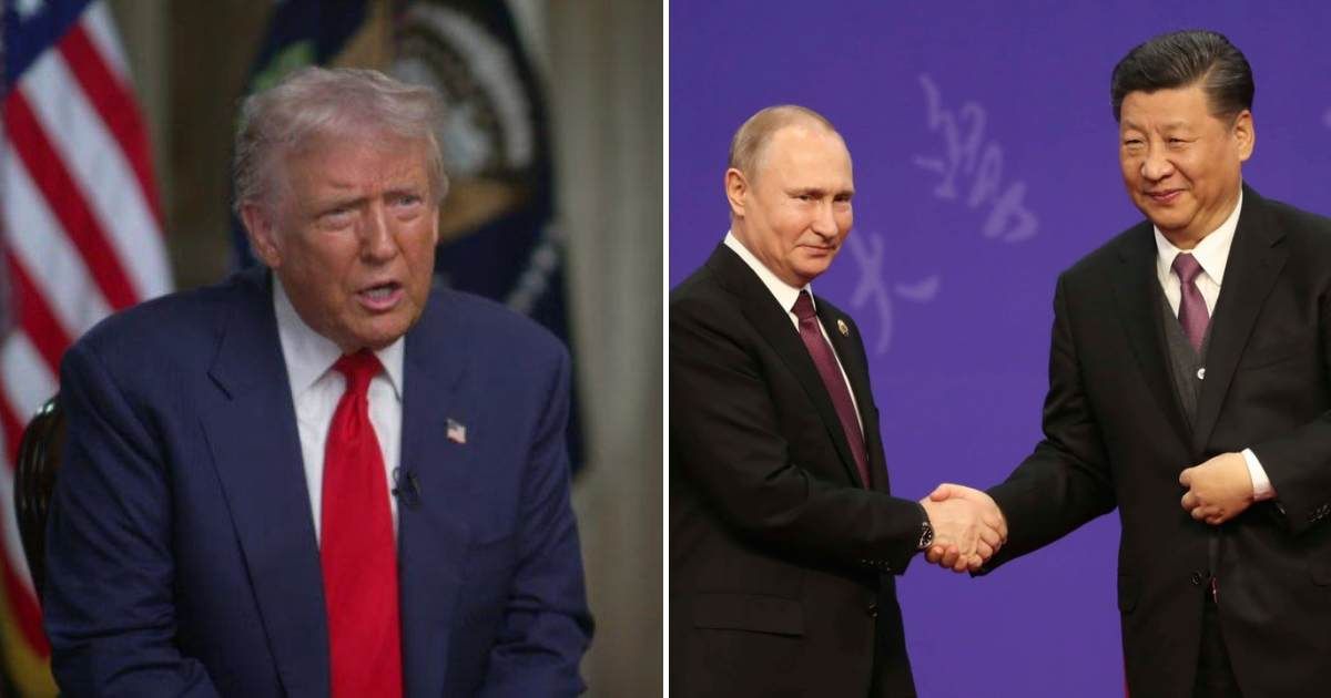 Donald Trump drew no distinction between China's Xi Jinping and Russia's Vladimir Putin, calling them both equally tough (60 Minutes/YouTube, Getty Images)