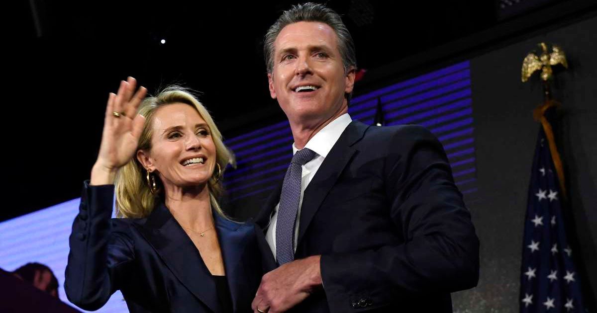 Gavin Newsom’s wife, Jennifer Siebel Newsom, took aim at Donald Trump while campaigning for Proposition 50 on Monday, November 3 (Kevork Djansezian/Getty Images)