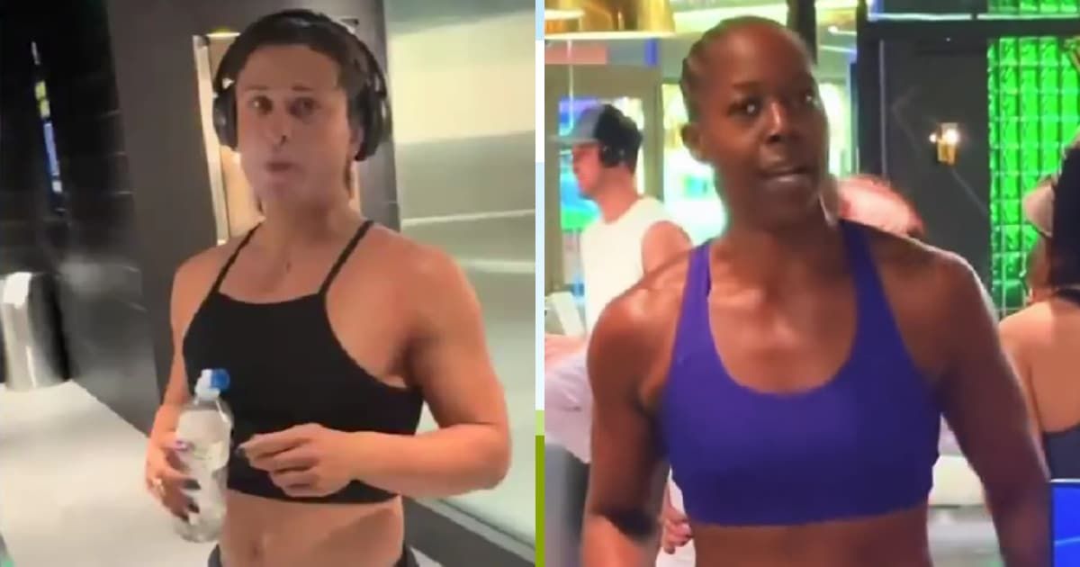 Singer Tish Hyman (R) confronts Gold’s Gym restroom policies over a man in the women’s locker room (L) (X @ Libsoftiktok, Instagram@ Listen2tish, Screengrab)