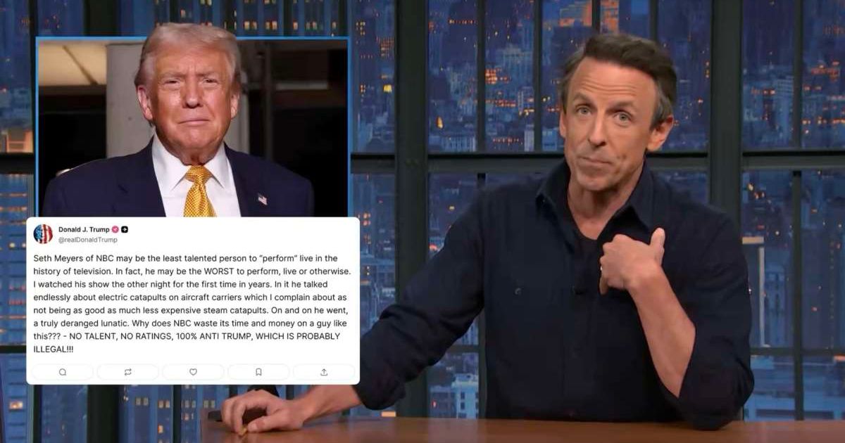 Seth Meyers responded to Donald Trump's Truth Social post on the Monday, November 3 episode of  'Late Night' (@MarcoFoster_/X)