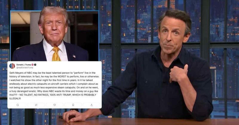 Seth Meyers claps back at Trump for calling him 'deranged lunatic' and his jokes 'illegal'