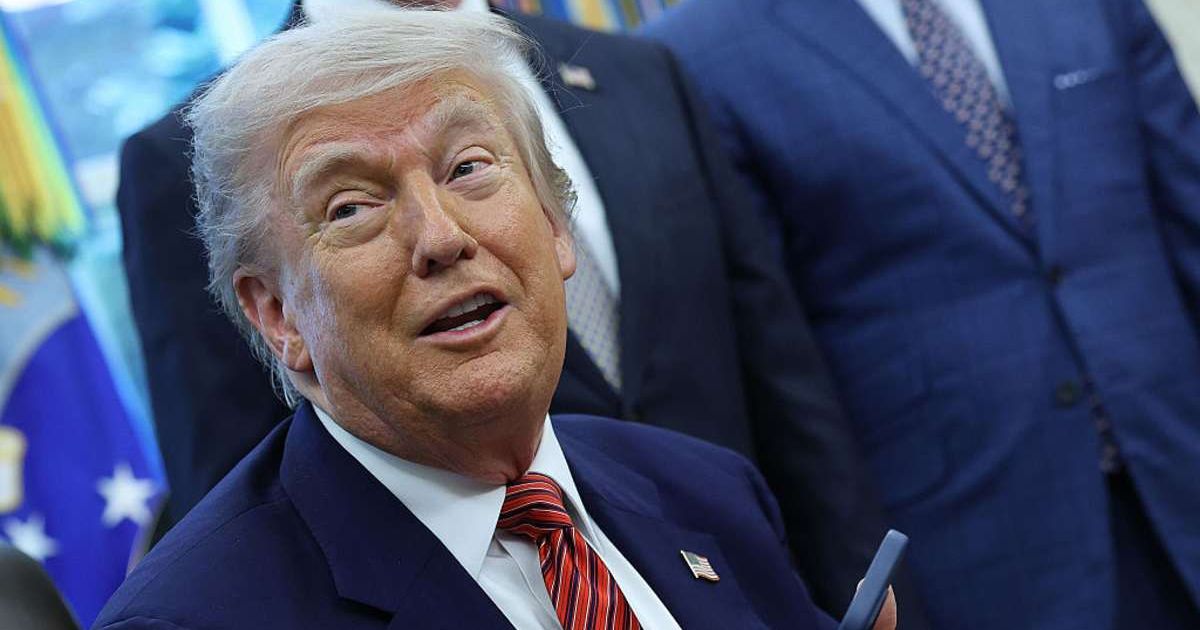 This marked Donald Trump’s first CBS interview since he sued the network over a 2024 segment featuring former Vice President Kamala Harris (Win McNamee/Getty Images)