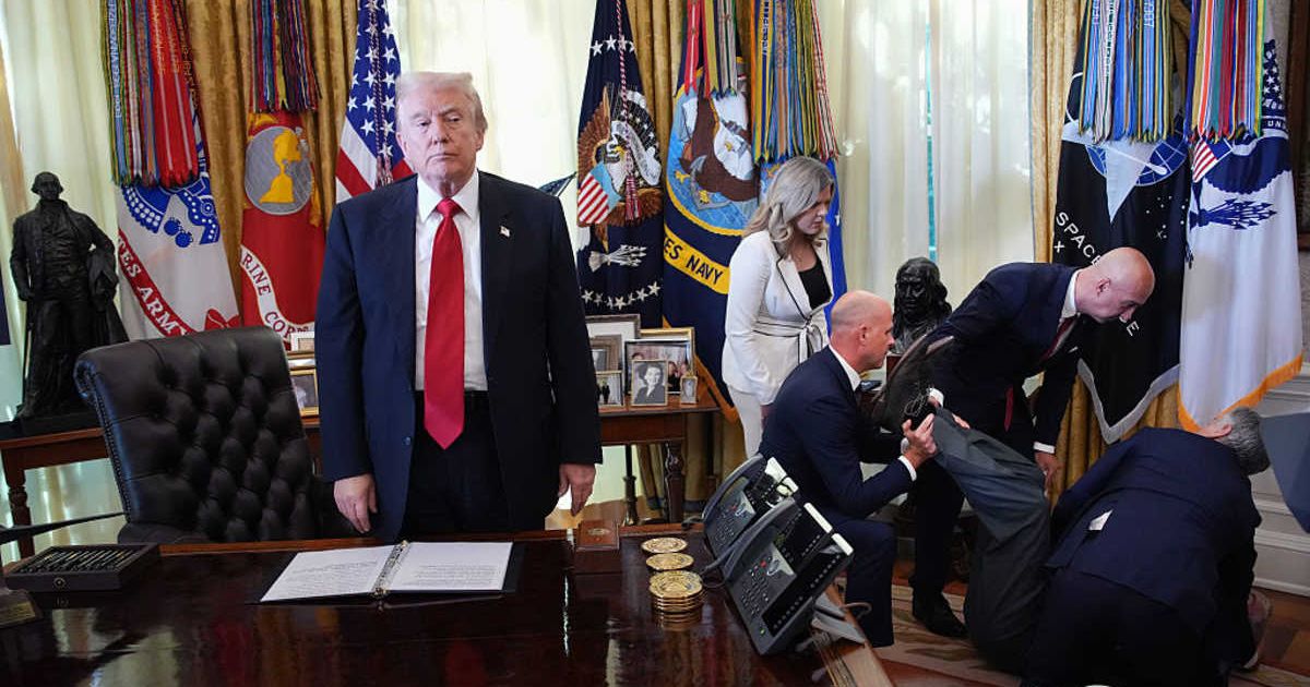 President Donald Trump's Thursday, November 6, Oval Office drug price event was disrupted as Novo Nordisk executive Gordon Findlay collapsed mid-announcement (Getty Images)