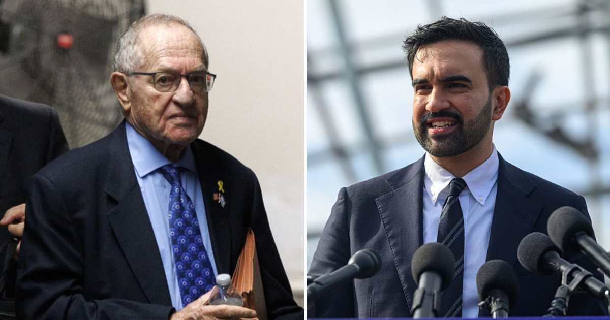 An image with the claim about Alan Dershowitz's apparent remark went viral after Zohran Mamdani won the NYC mayoral race (Getty Images) 