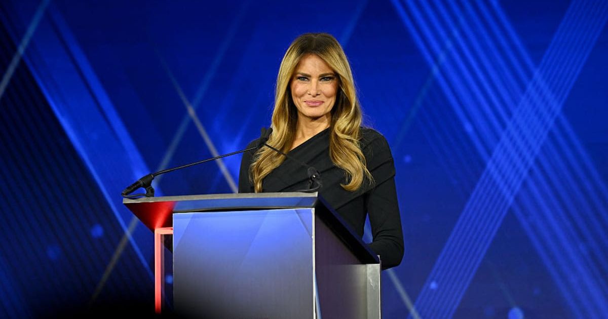 Melania Trump accepted the Patriot of the Year Award onstage at the 2025 Fox Nation Patriot Awards (Roy Rochlin/Getty Images)