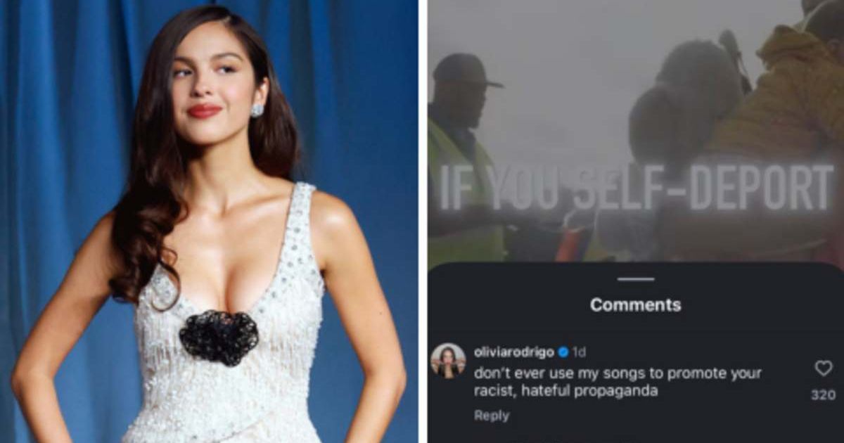Olivia Rodrigo condemned DHS for promoting self-deportation with her song (Taylor Hill/FilmMagic, Screengrab/Olivia Rodrigo Daily/X)
