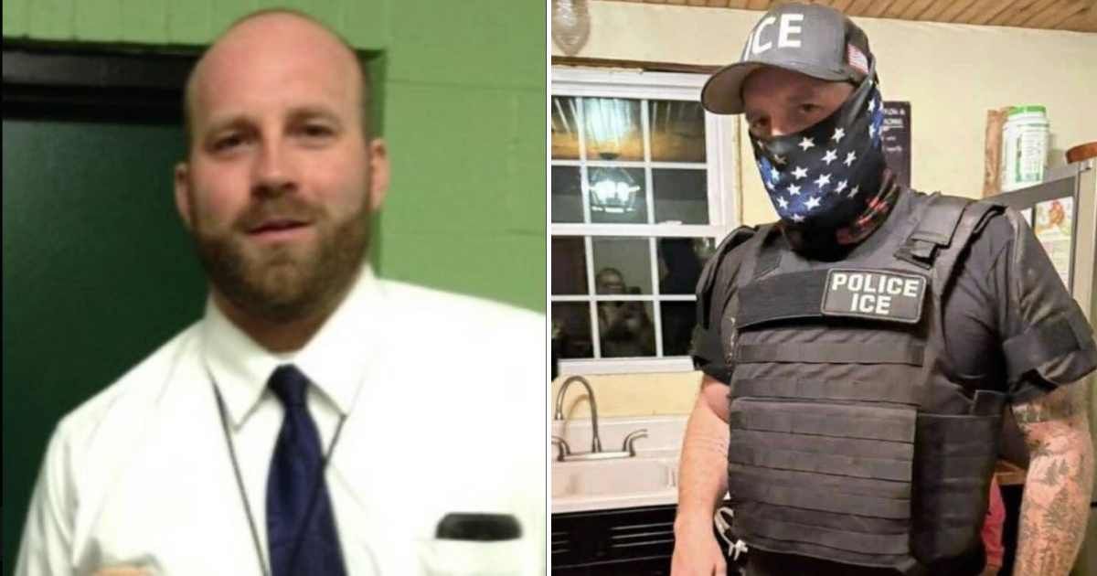 Mt Blue Middle School principal James Black faced backlash after photos of his Halloween costume resembling an ICE agent went viral (@HariettCooper/X)