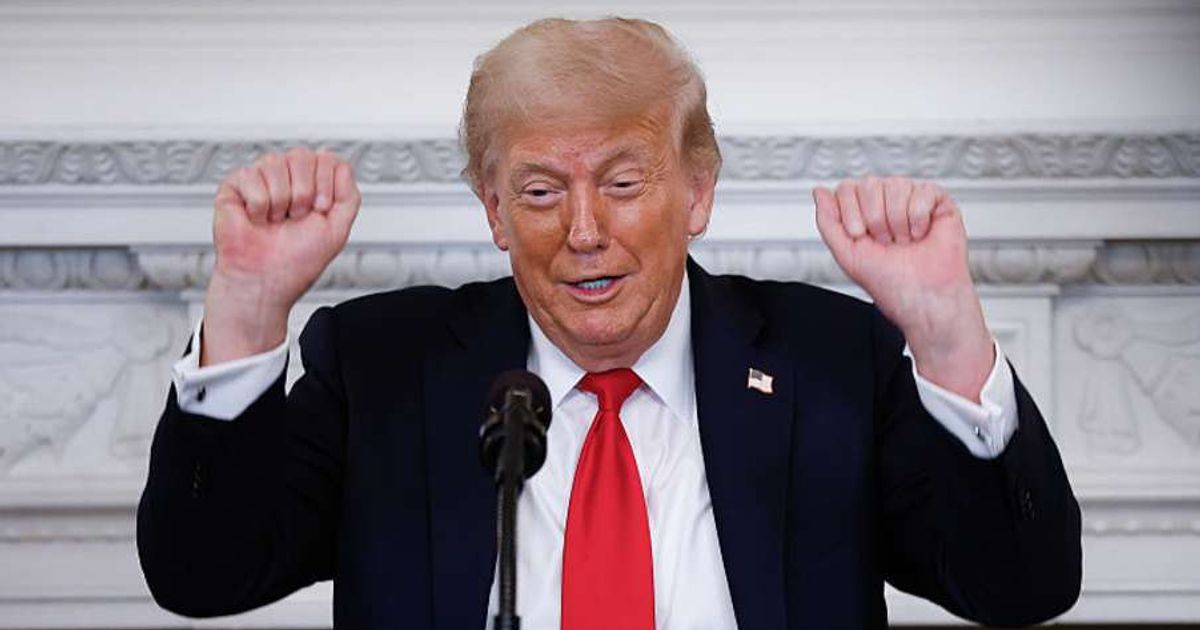 President Donald Trump reacted to the resignations of BBC chiefs Tim Davie and Deborah Turness while speaking at the White House (Kevin Dietsch/Getty Images)