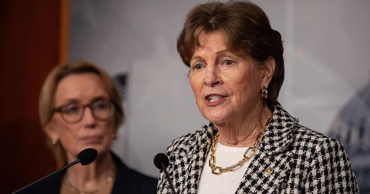 Senator Jeanne Shaheen spoke during a press conference following a Senate vote in Washington DC on November 9 2025 (Anna Rose Layden/Getty Images)
