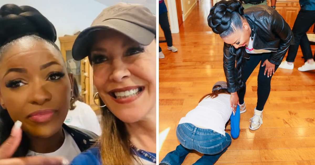 Stephanie Miller shared a photo of her kissing Jasmine Crockett's feet (Stephanie Miller/X)