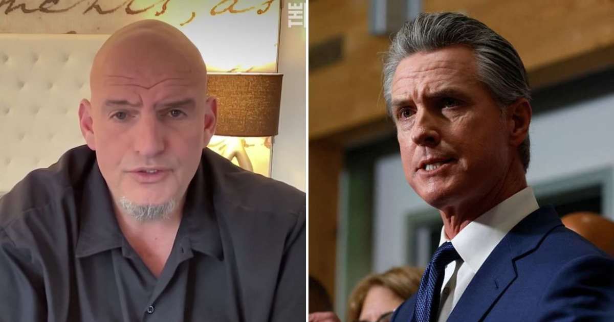 Governor Gavin Newsom slammed John Fetterman for backing the vote to reopen the government (@thehonestlypod/X, Justin Sullivan/Getty Images)