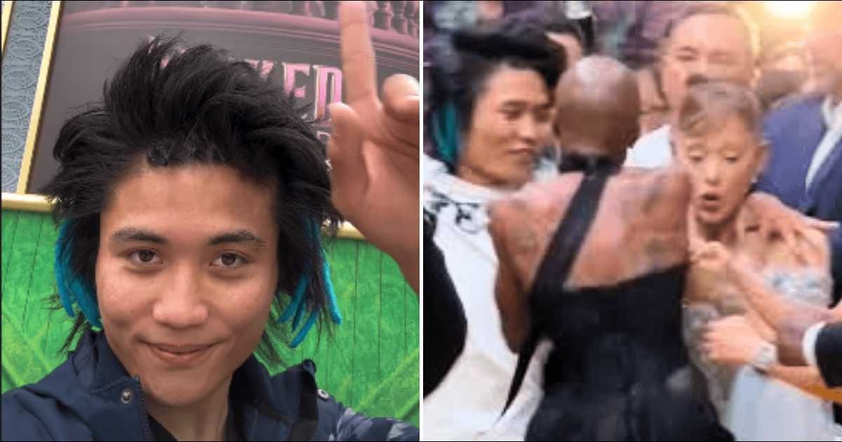 Johnson Wen posted a video of himself grabbing Ariana Grande at the ‘Wicked: For Good’ premiere in Singapore (@pyjamamann/Instagram)