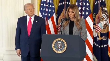 Trump spotted with ill-matched hand makeup during Melania's speech at White House