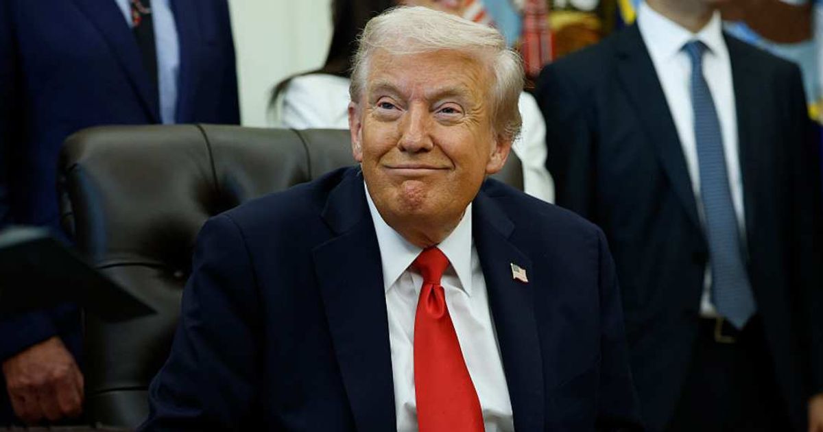 Donald Trump was asked whether running the country mirrors fatherhood, a question he said was new to him as he expressed his love for the nation (Getty Images)