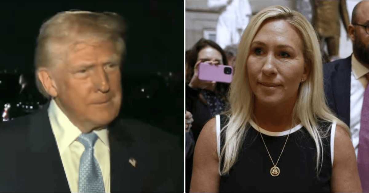 Donald Trump denied Marjorie Taylor Greene’s claim that his 'traitor' remark put her at risk as their feud escalated over foreign policy (@foxnews, Getty Images)
