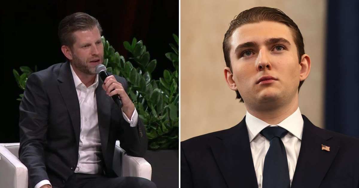 Barron Trump’s brief exchange with Joe Biden occurred moments before Donald Trump’s forceful 2025 inaugural address (Megyn Kelly/YouTube, Getty Images)