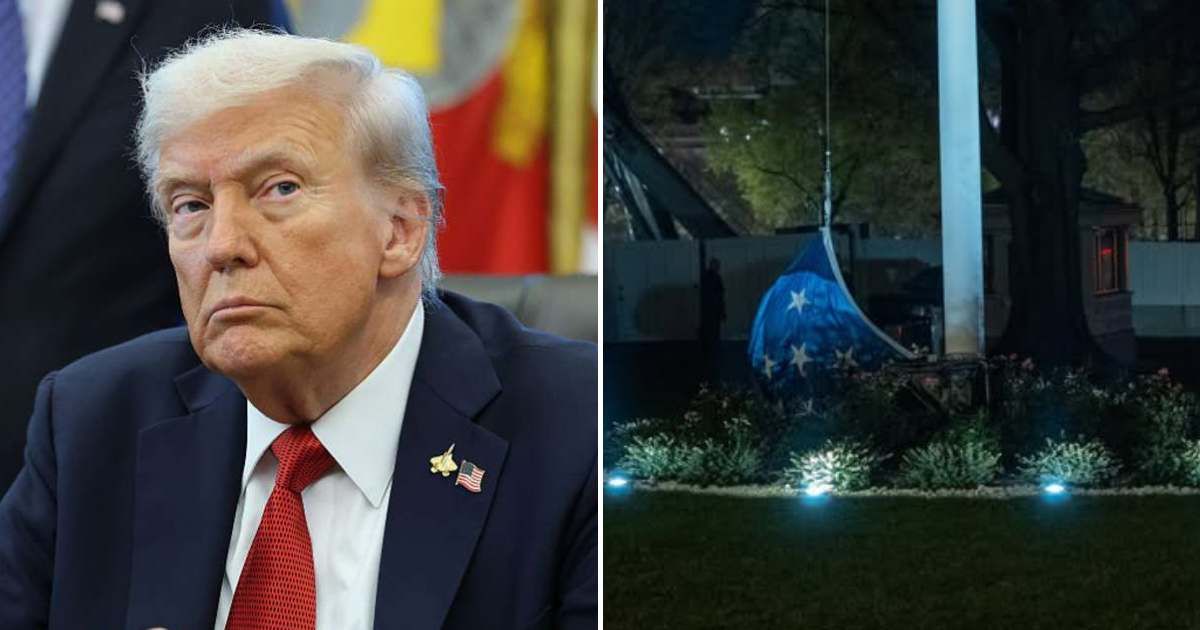 An image of a fallen US flag went viral as users on X claimed it showed a defeated Donald Trump with the flag on the ground as a symbol of his supposed downfall (Getty Images, Occupy Democrats/Facebook)