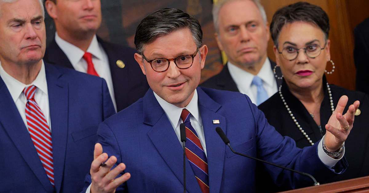 Speaker Mike Johnson supported the Epstein bill, but warned that the bill risked exposing sensitive data (Getty Images)