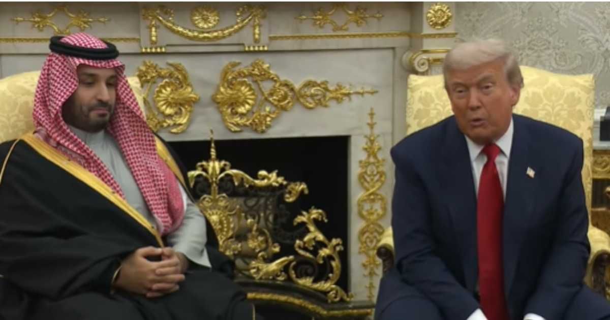 President Donald Trump defended Crown Prince Mohammed bin Salman as he dismissed questions about the killing of journalist Jamal Khashoggi and warned reporters not to 'embarrass our guest' (White House/Youtube)
