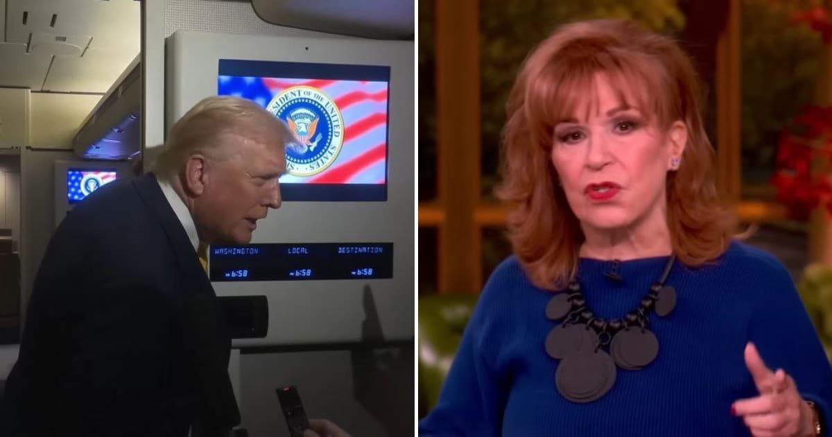'The View' Co-hosts Joy Behar react as Trump alls Female Reporter 'Piggy' on Air Force One (The Independent/YouTube, The View/YouTube)