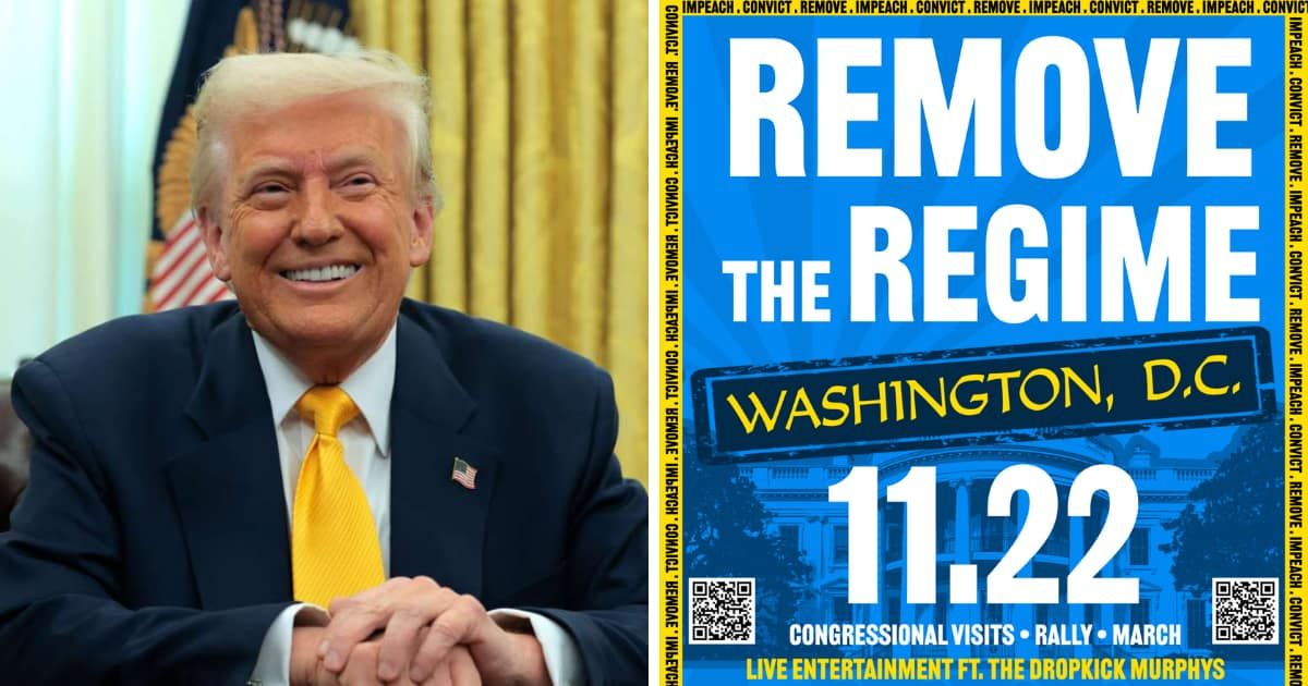 A major protest, 'Remove the Regime', is scheduled to take place in Washington, DC, from Thursday, November 20, to Saturday, November 22 (Getty Images, Screengrab/50501dc.com)