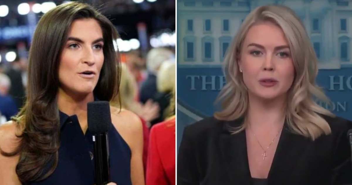 Kaitlan Collins challenged Karoline Leavitt after she misstated Democrats’ message during the White House briefing (Getty Images, @EricLDaugh/X)
