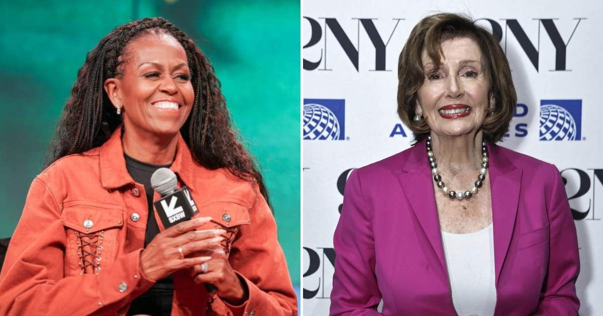 Nancy Pelosi disagreed with Michelle Obama’s remarks on America’s readiness for a woman president during her CNN interview with Anderson Cooper (John Lamparski/Getty Images, Julia Beverly/WireImage) 