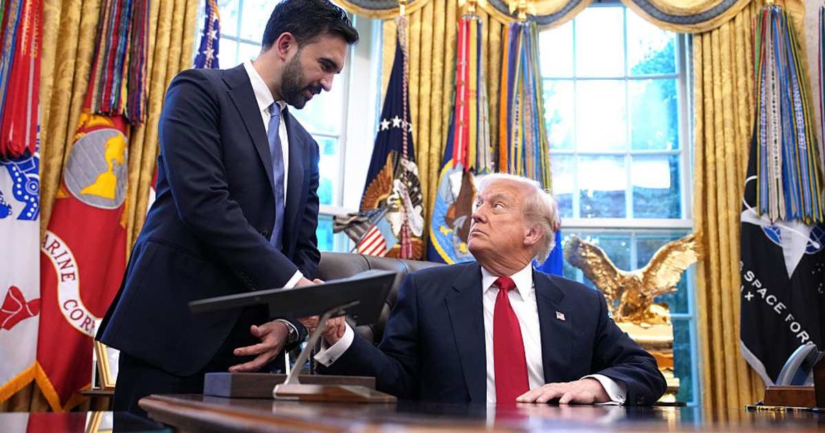 President Donald Trump shook hands with New York City Mayor-elect Zohran Mamdani during their Oval Office meeting (Andrew Harnik/Getty Images)