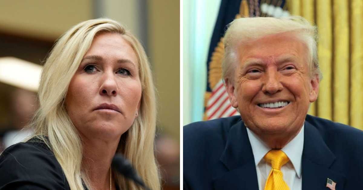 Donald Trump reacted favorably to the announcement of Marjorie Taylor Greene's resignation while speaking to ABC News (Getty Images)