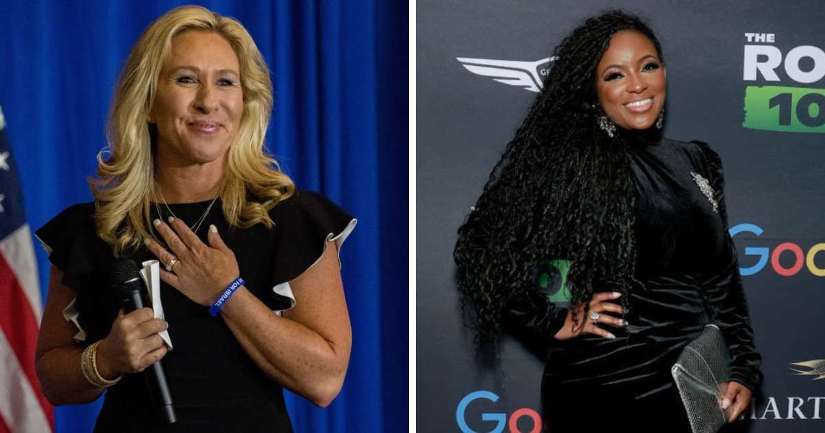 Jasmine Crockett accused Marjorie Taylor Greene of leaving Congress because she crumbled under the pressure of being on the 'opposite side' of the president (Getty Images)