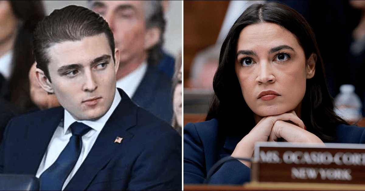 Rumors circulated online that Barron Trump had a face-off with Representative Alexandria Ocasio-Cortez in the Senate (Getty Images)
