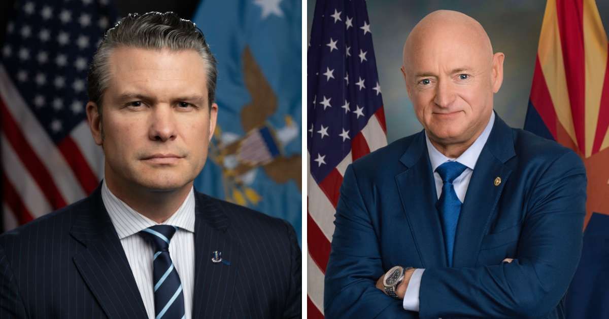 Defense Secretary Pete Hegseth mocked Mark Kelly’s uniform and hinted at court‑martial, signaling possible prosecution for 'sedition' (Official Portraits/ US Gov)
