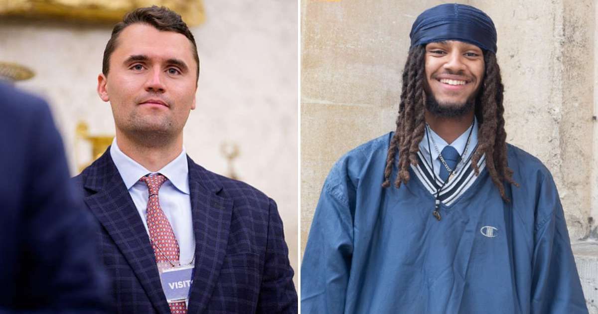 Ousted Oxford Union leader George Abaraonye apologized on Friday for celebrating Charlie Kirk's death, admitting he 'missed the mark' (Andrew Harnik/Getty Images, Screenshot/@oxfordacs/Instagram)